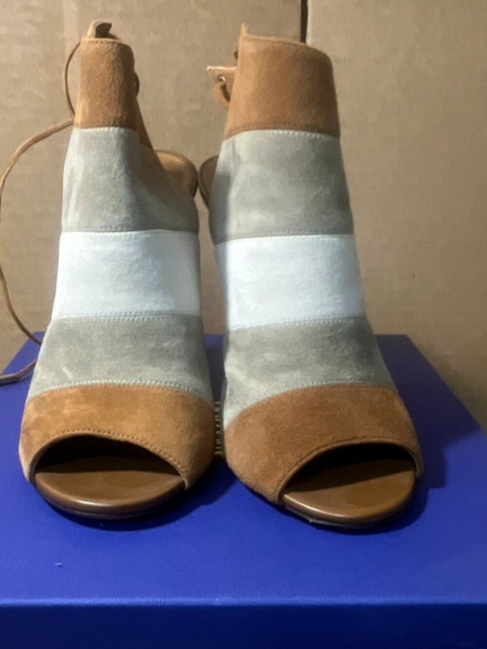 Aquazzura Multicolor Suede Calf Lace Up Strappy Open Toe Stiletto Heels